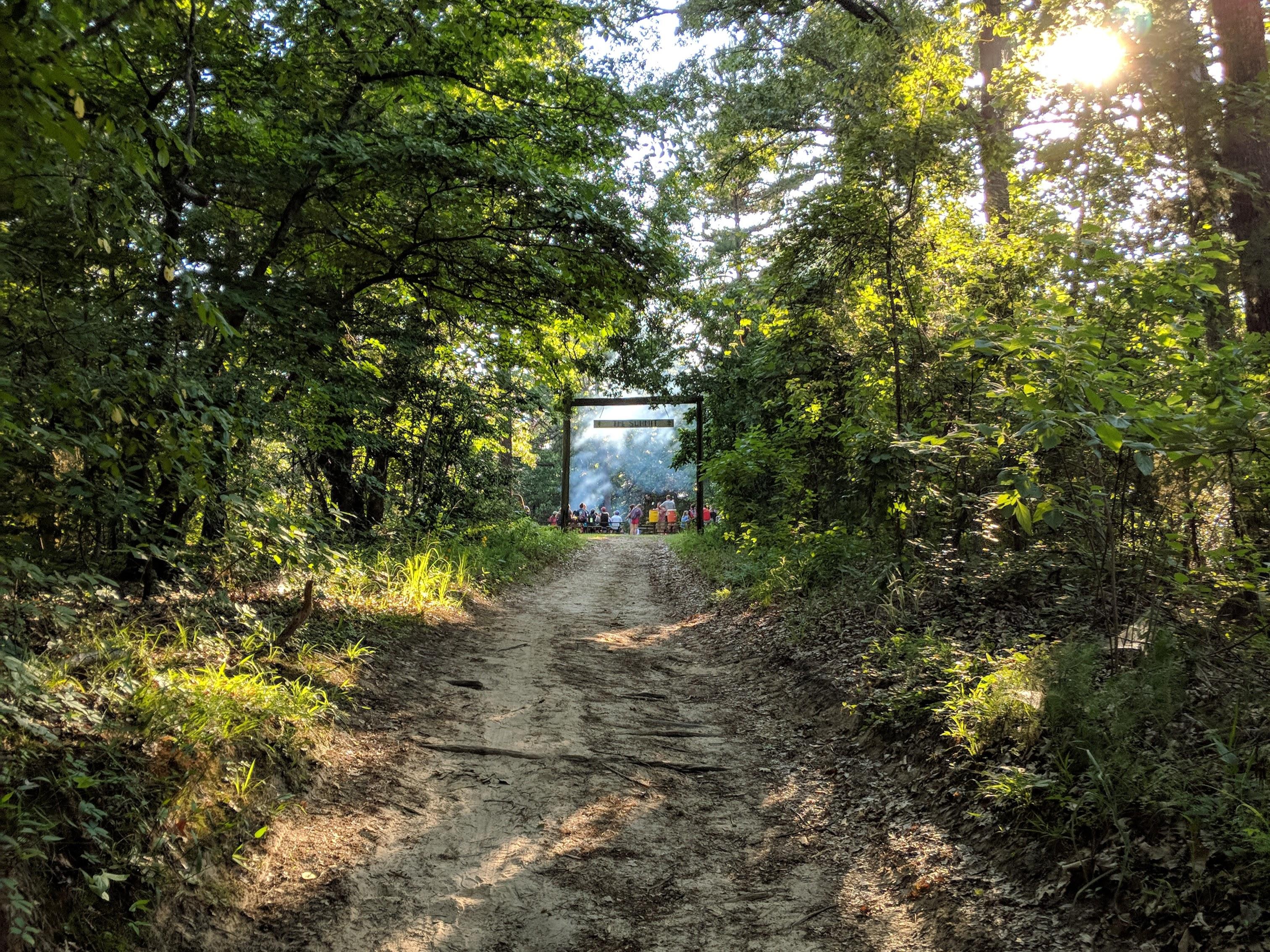 A trail up to camp&#39;s summit on a retreat