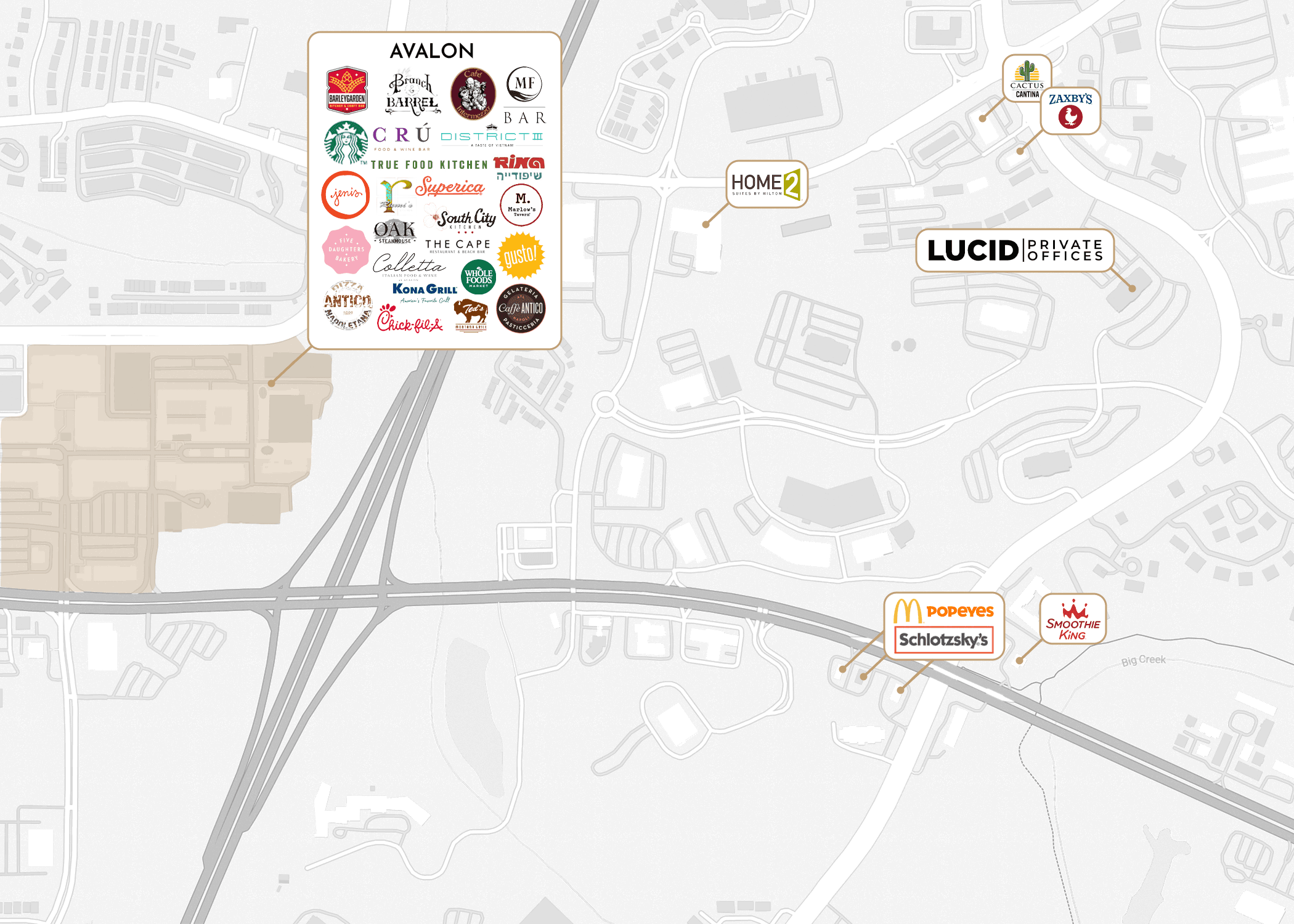 Nearby amenities map for Alpharetta 