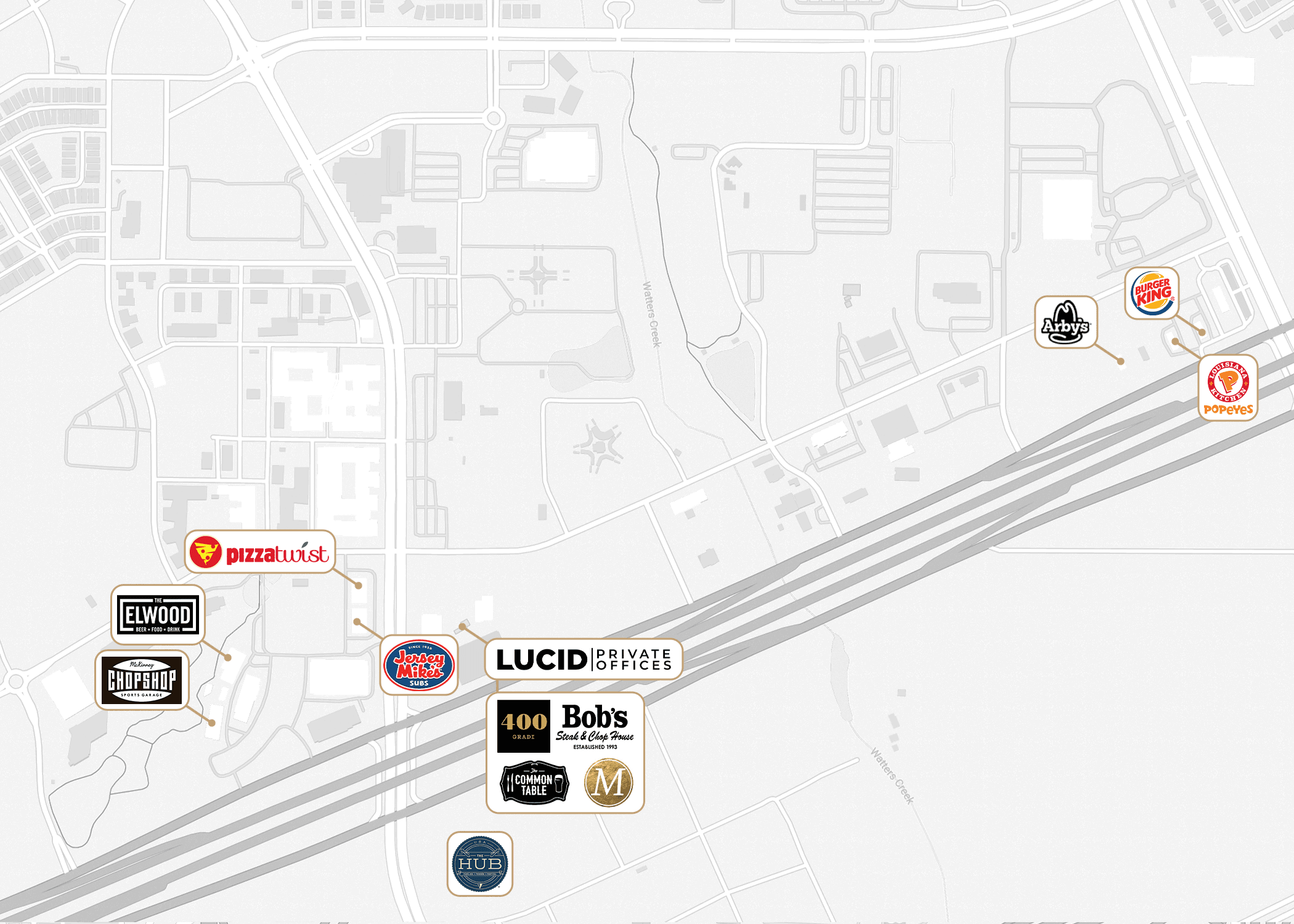 Nearby amenities map for McKinney / Craig Ranch 