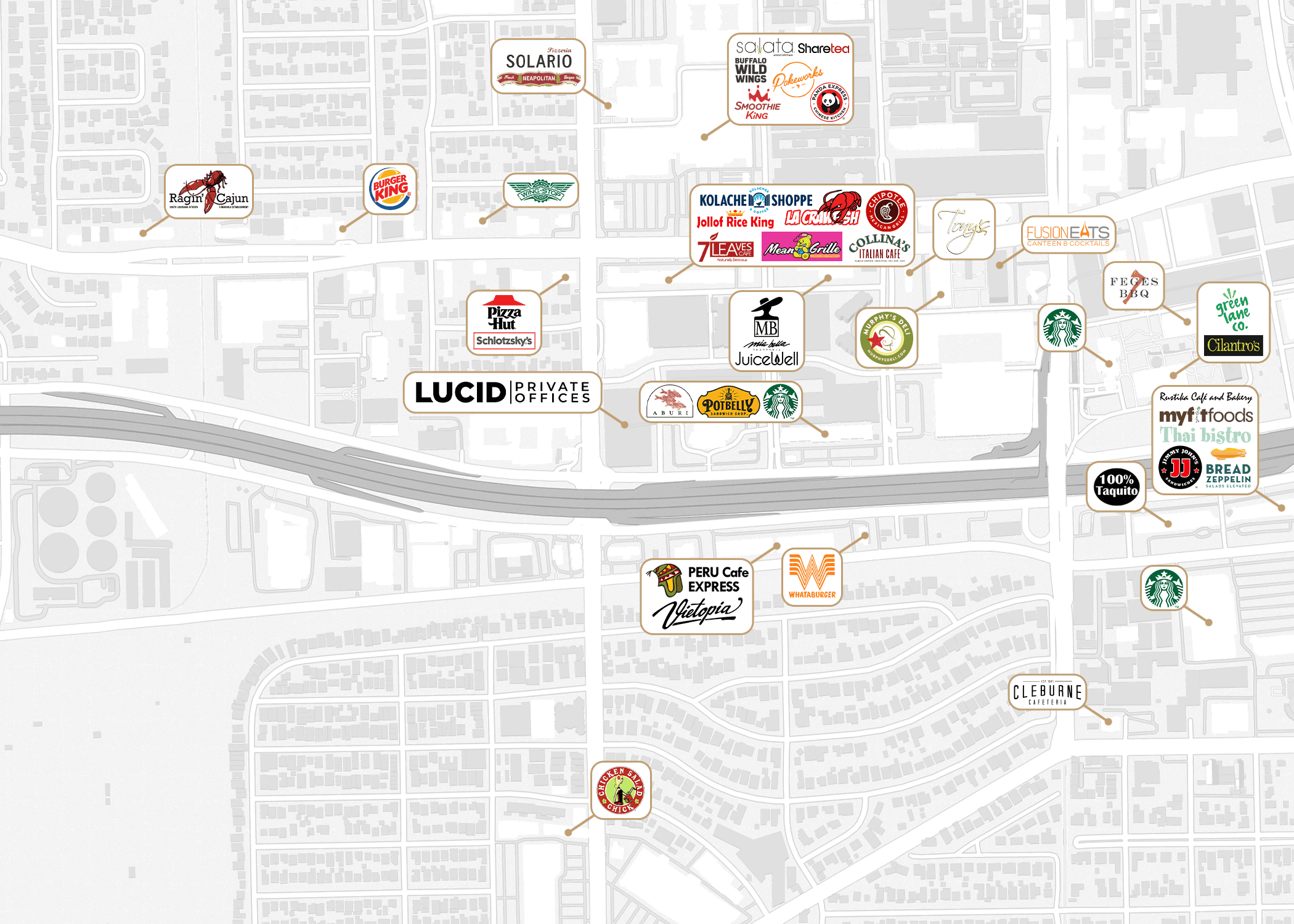 Nearby amenities map for River Oaks / Greenway 