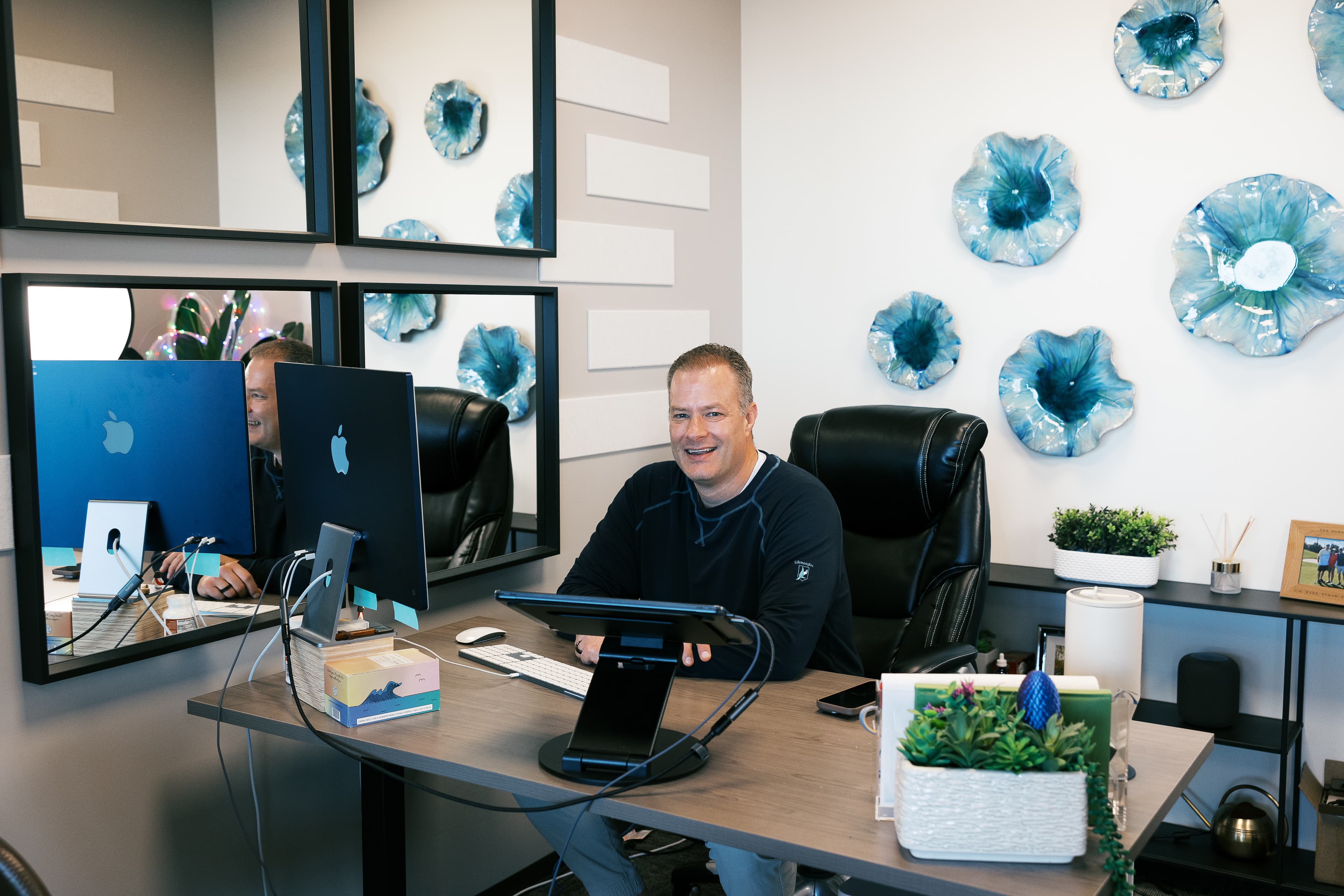 Mark Durante in his office at Lucid Private Offices